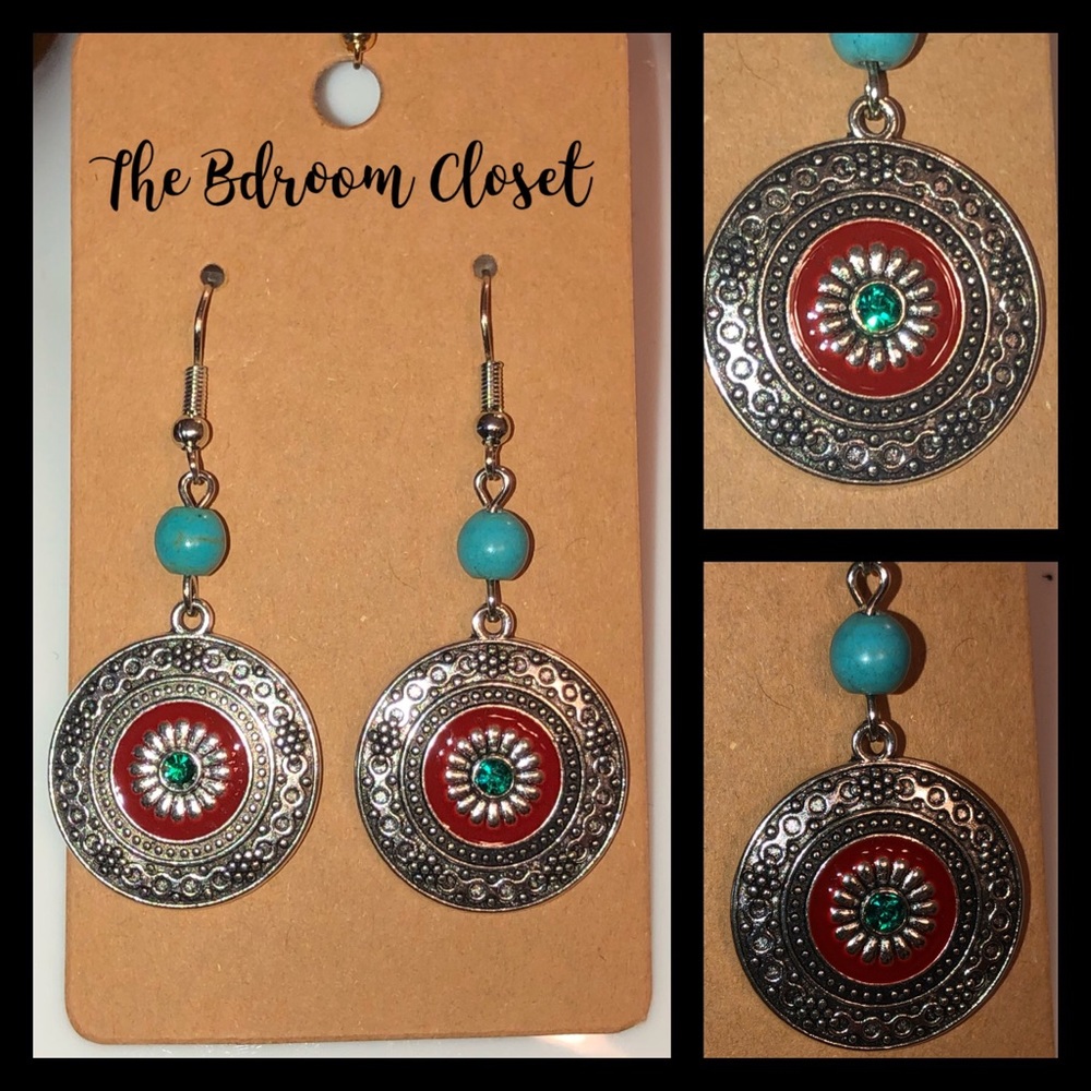 Vintage Boho Style Disc & Beaded Handmade Earrings